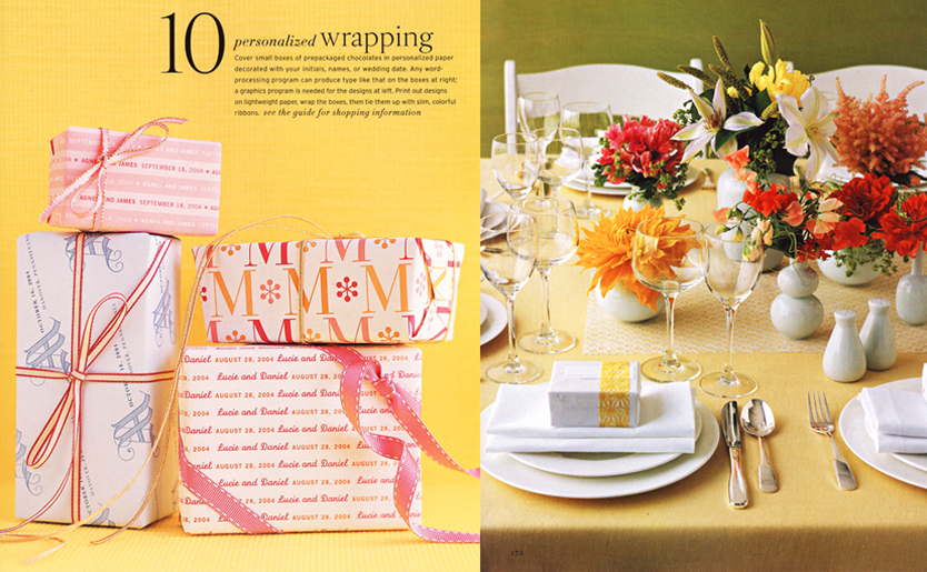 Martha Stewart Weddings Favor Boxes and Martha Stewart Weddings Colorful Table Setting Centerpiece
