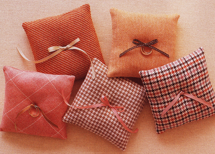 Martha Stewart Weddings Tweed Autumn Fall Wedding Ring Pillows