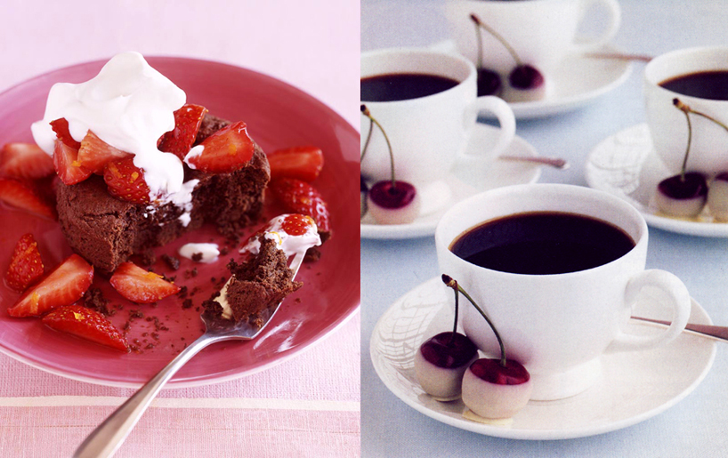 Bon Appetit Chocolate Cake and Martha Stewart Weddings Good Things and Reception Coffee and Chocolate Covered Cherries