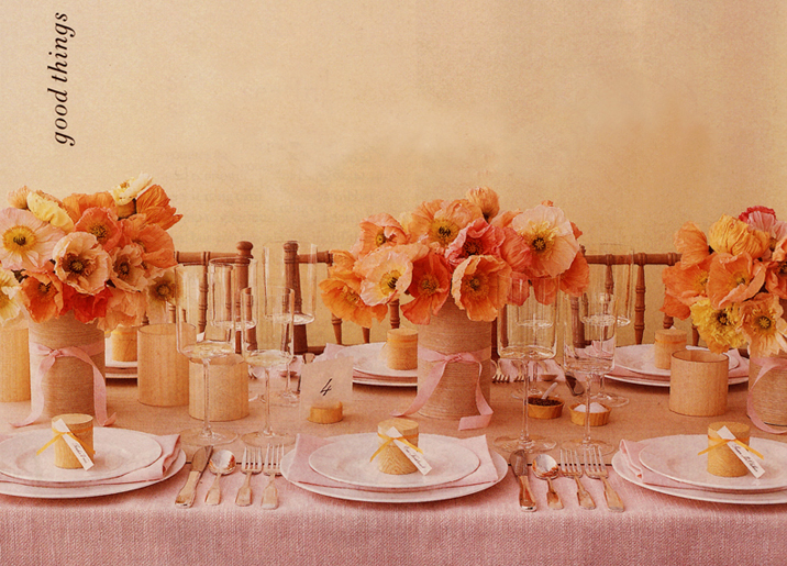 Martha Stewart Weddings Wedding Reception Poppy Tablesetting and good things